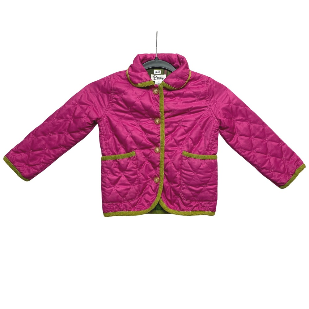 Lilly Pulitzer Barn Jacket Girls 2T Pink Corduroy Trim Quilted Palm Tree